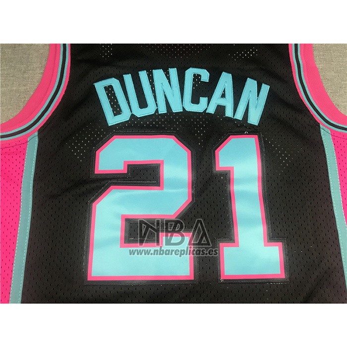 Camiseta San Antonio Spurs Tim Duncan NO 21 Mitchell & Ness 1998-99 Negro